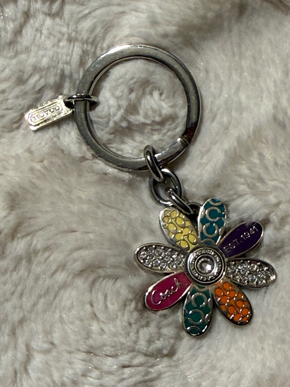 Coach Multicolor Enamel Flower Key Ring Charm